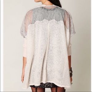 Free People Lace Inset Knit Cardigan